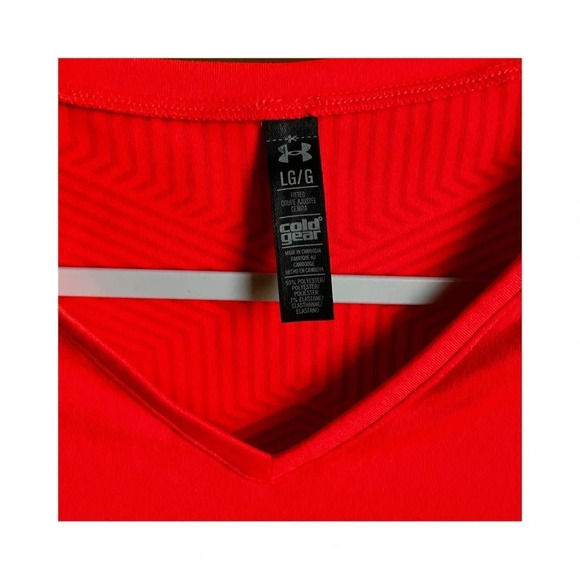 Under Armour Cold Gear Large Neon Pink Long‎ Sleeve V Neck Shirt​ - Picture 6 of 6